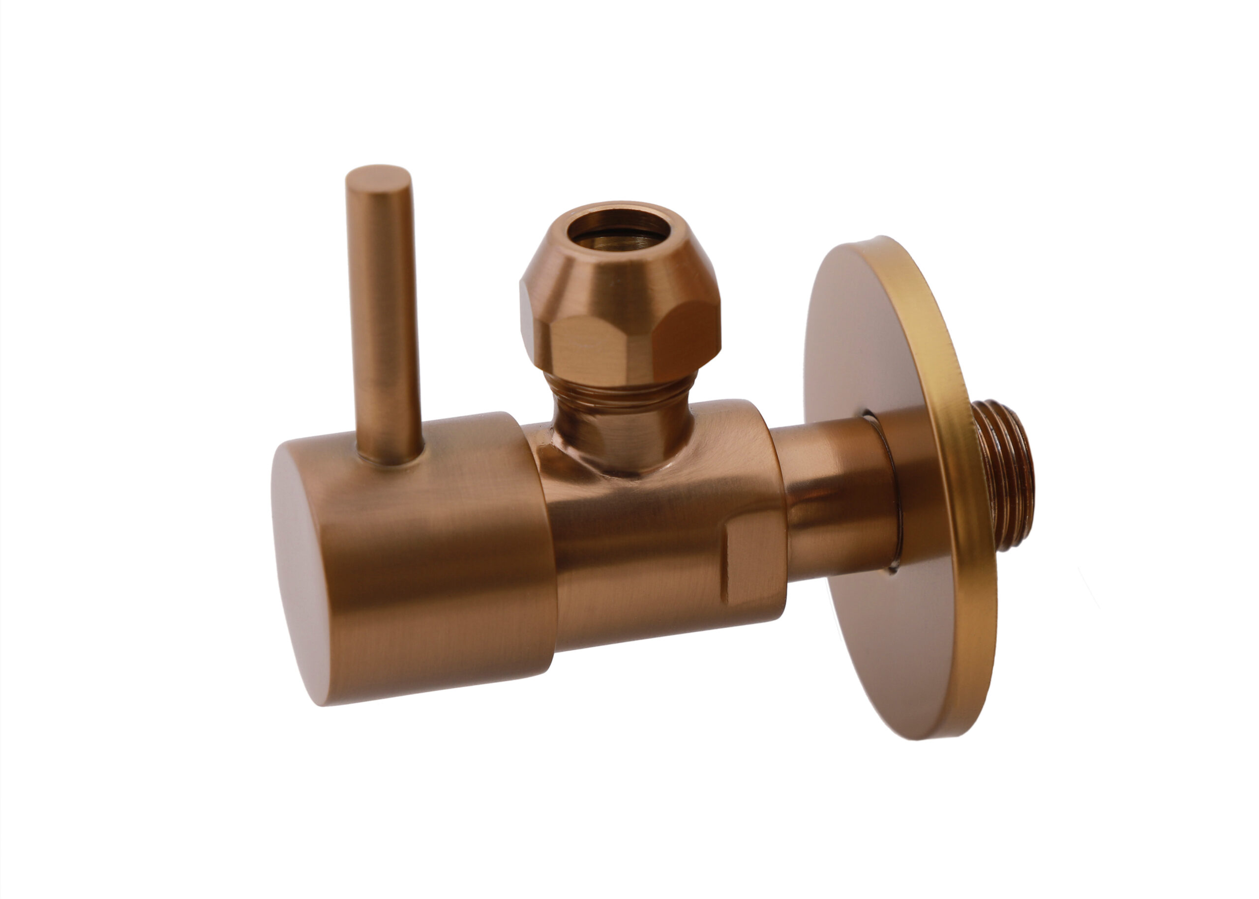 Productfoto Minimal hoekstopkraan 3/8" x 3/8" of knel 10 mm geborsteld brons koper PVD 223622