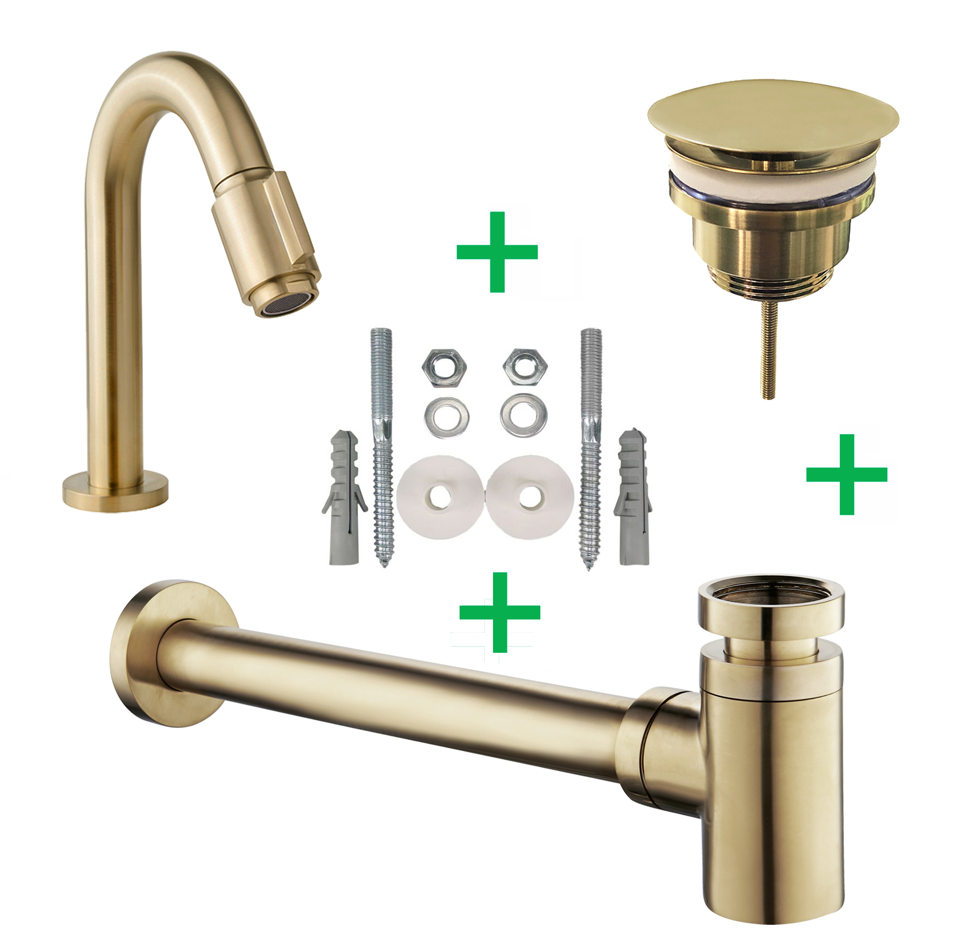 Productfoto Caral Victoria fonteinkraanset geborsteld messing 223738
