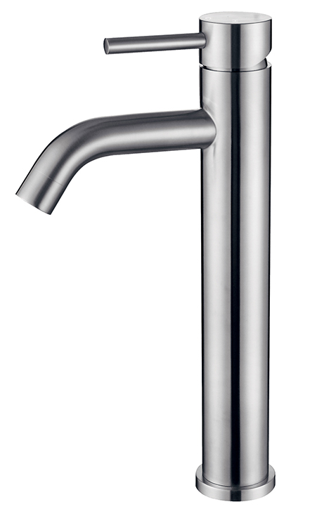 Productfoto 304 wastafelkraan hoog met coldstart geborsteld RVS 241600