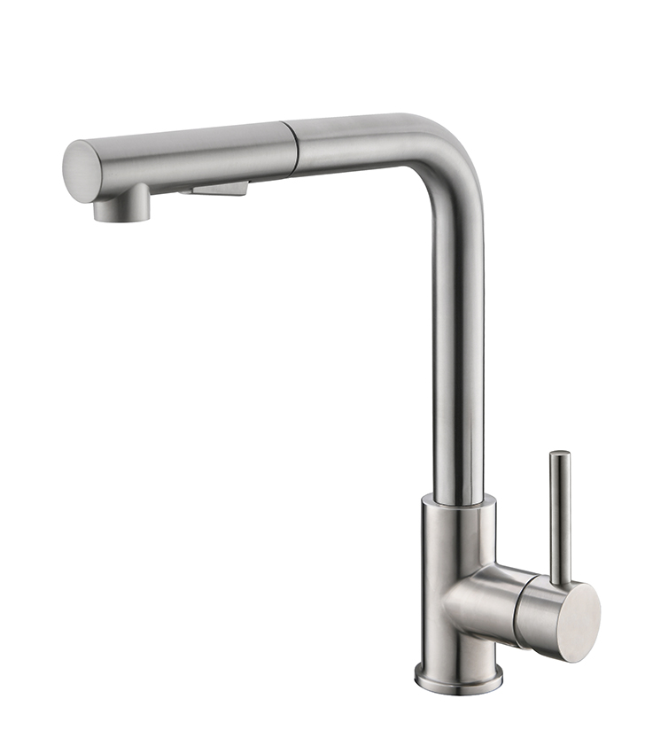Productfoto Reno Twenty keukenkraan met coldstart en uittrekbare handdouche geborsteld RVS 243709
