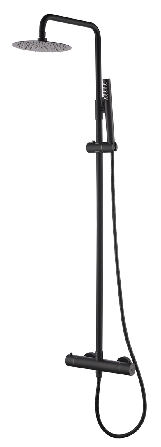 Productfoto Tivaro thermostatische regendoucheset opbouw mat zwart 243725