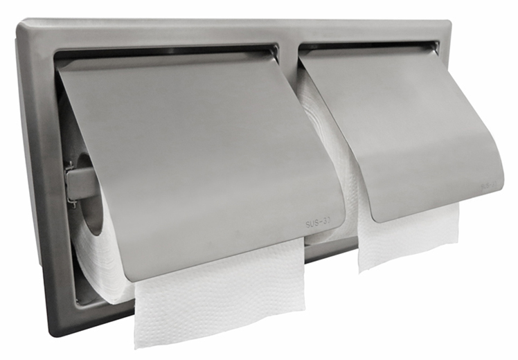 Productfoto Sunk dubbele inbouw toiletrolhouder met klep RVS 243845