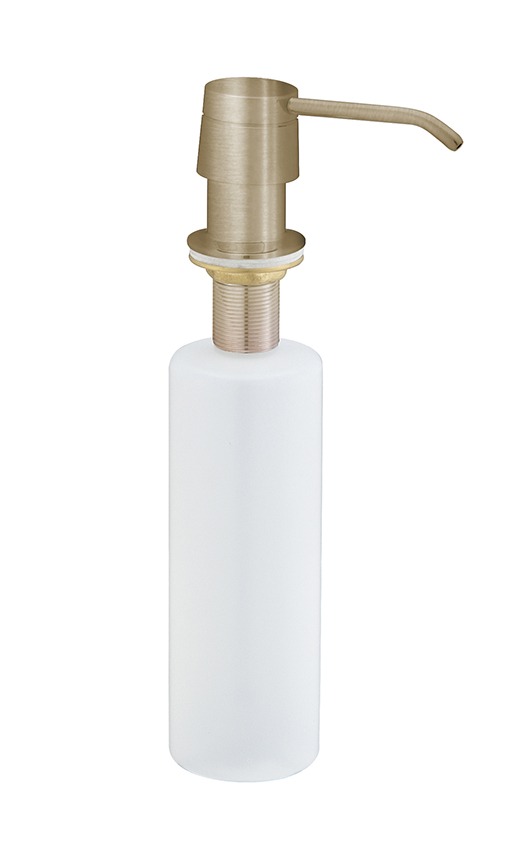 Productfoto inbouw zeeppompje geborsteld messing kunststof fles 250ml PVD 283602
