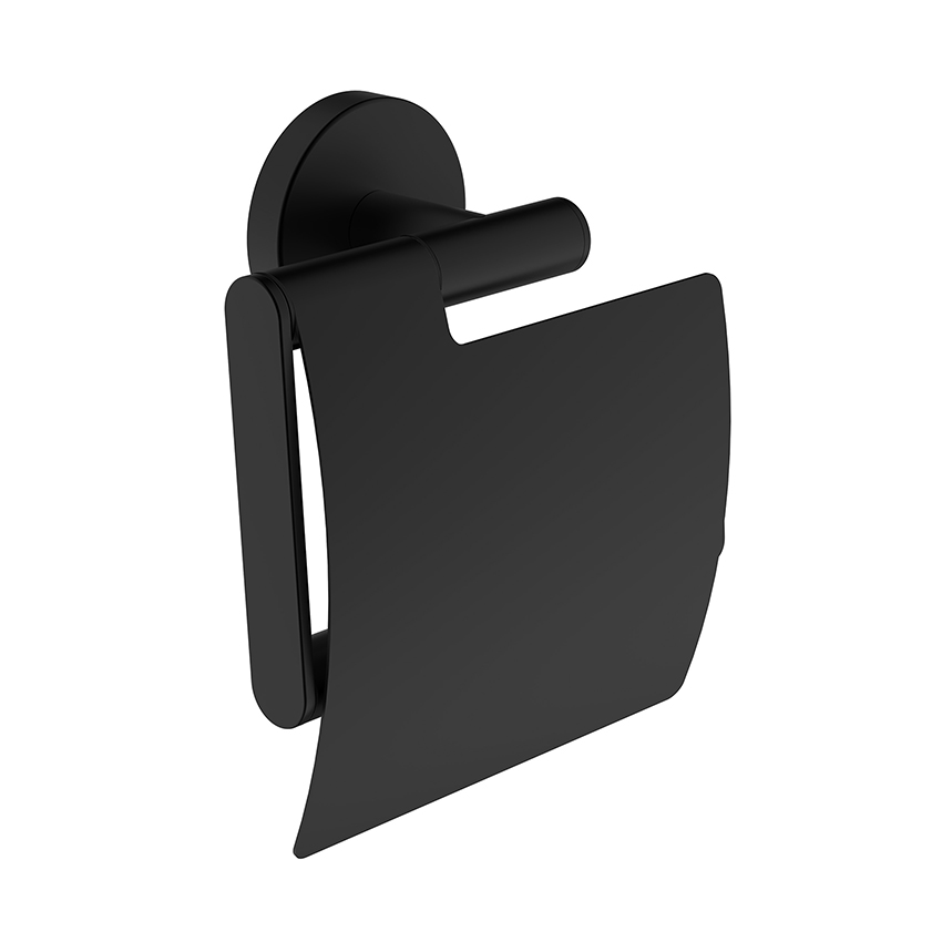 Productfoto Alonzo toiletrolhouder met klep mat zwart 288031
