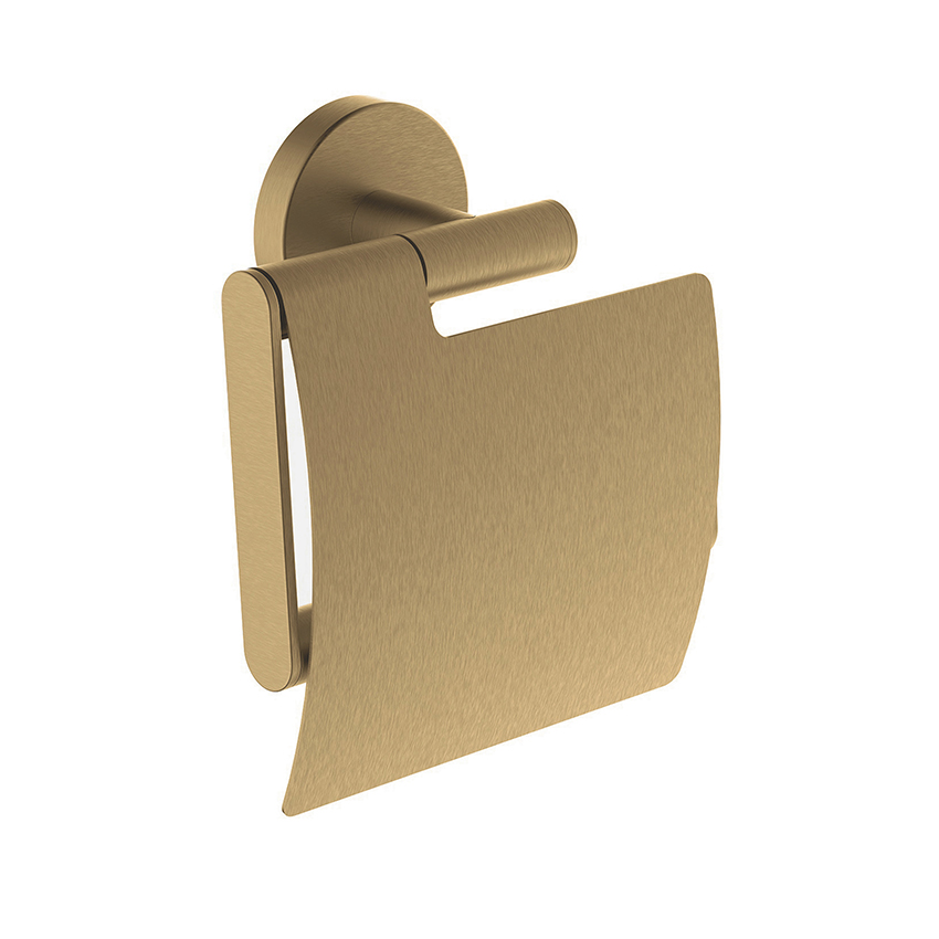 Productfoto Alonzo toiletrolhouder met klep geborsteld messing PVD 288033