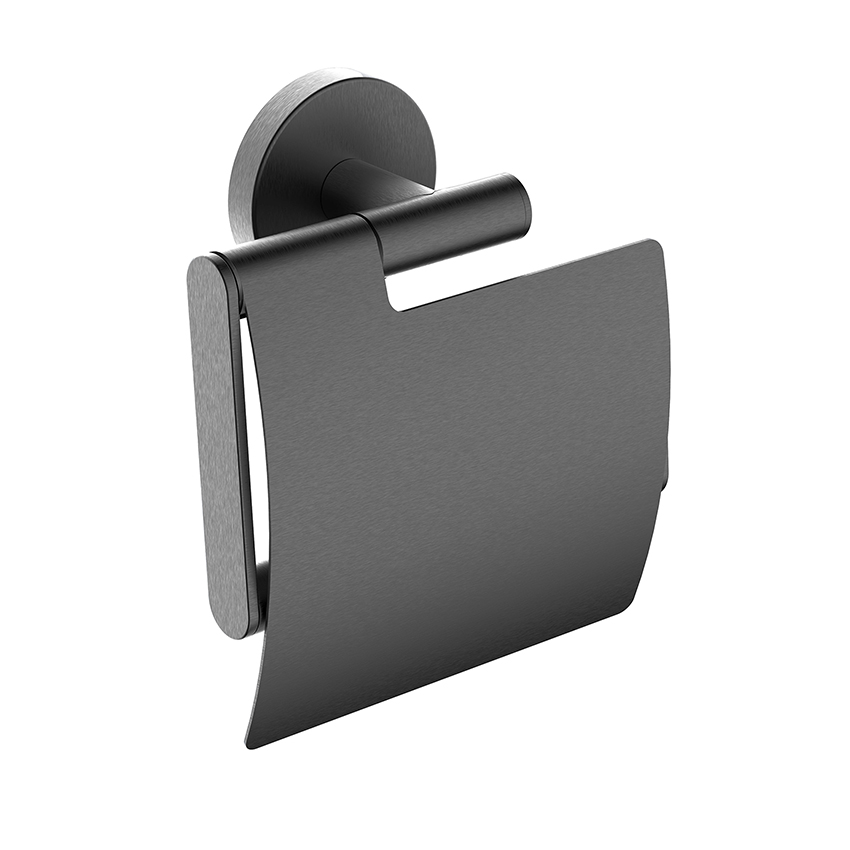 Productfoto Alonzo toiletrolhouder met klep gunmetal PVD 288034