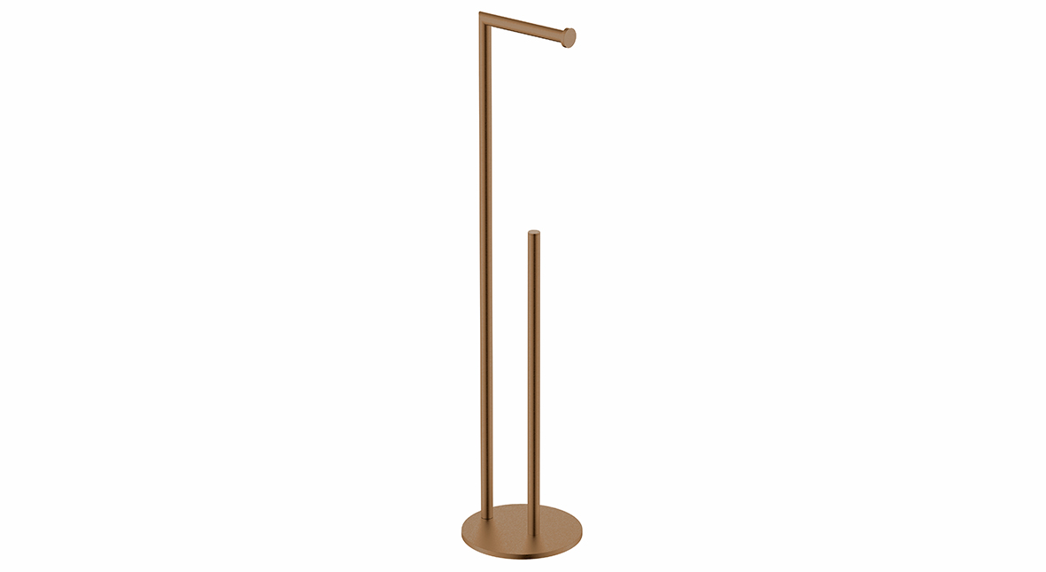 Productfoto Alonzo toiletrolhouder met reserverolhouder vrijstaand geborsteld brons koper PVD 289015