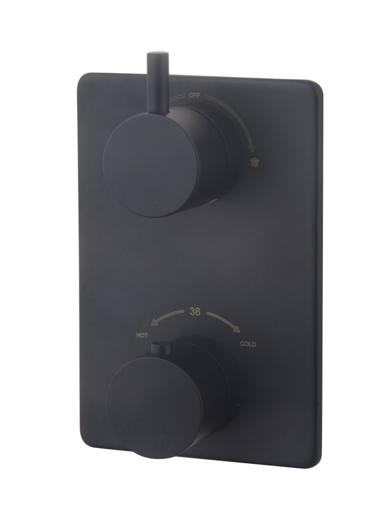 Productfoto Caral afbouwdeel inbouwthermostaat 2 weg mat zwart 291510