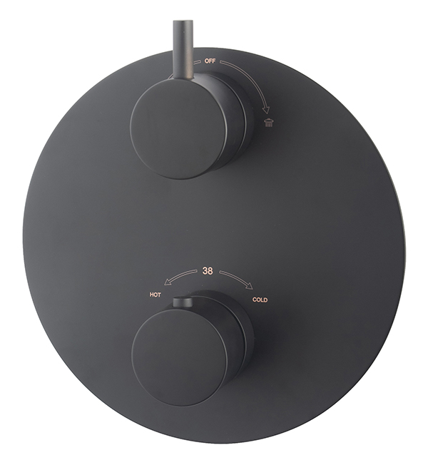 Productfoto Caral afbouwdeel rond inbouwthermostaat 2 weg mat zwart 291540