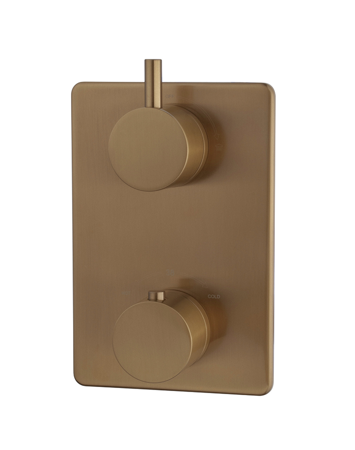 Productfoto Caral afbouwdeel inbouwthermostaat 2 weg geborsteld brons koper PVD 292512