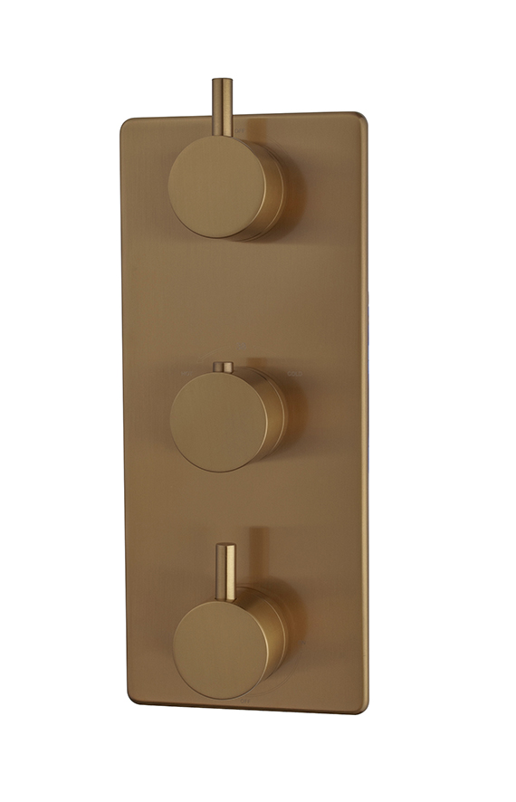 Productfoto Caral afbouwdeel inbouwthermostaat 3 weg geborsteld brons koper PVD 292513