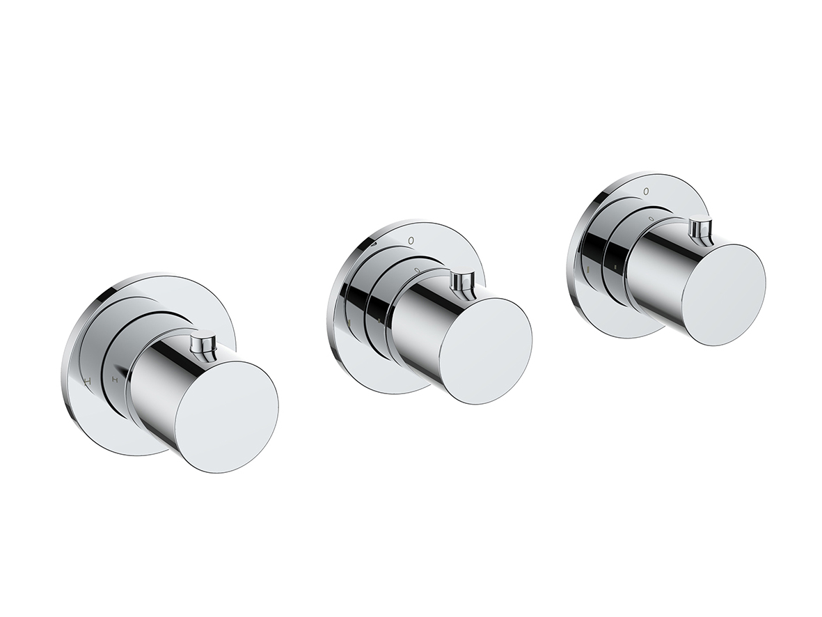Productfoto Caral afbouwdeel thermostatische douchekraan met 2 stopkranen chroom 292514