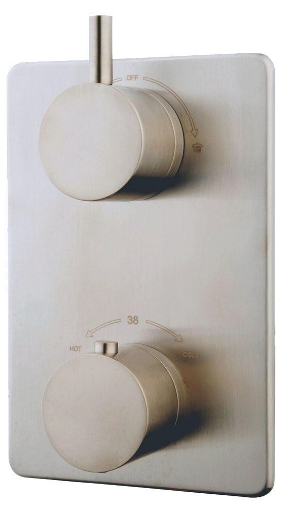 Productfoto Caral afbouwdeel inbouwthermostaat 2 weg geborsteld staal PVD 292515