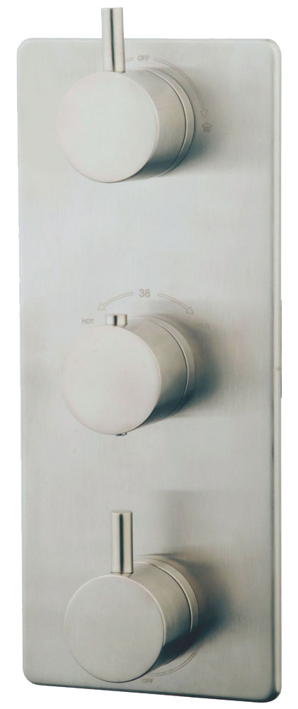 Productfoto Caral afbouwdeel inbouwthermostaat 3 weg geborsteld staal PVD 292516