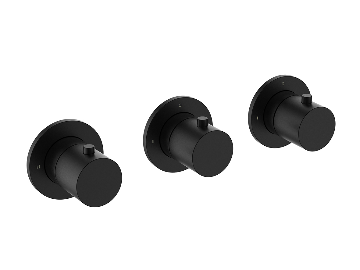 Productfoto Caral afbouwdeel thermostatische douchekraan met 2 stopkranen mat zwart 292517