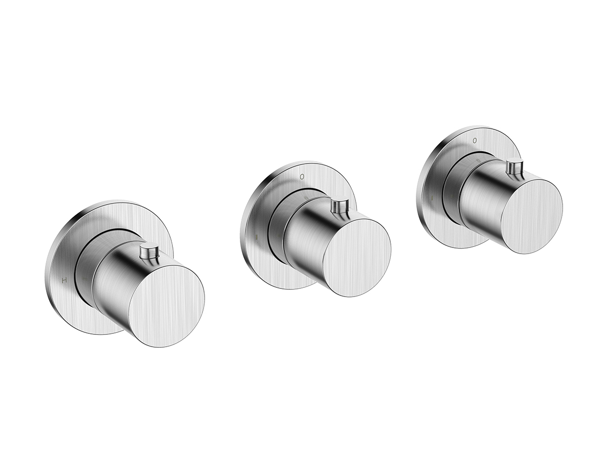 Productfoto Caral afbouwdeel thermostatische douchekraan met 2 stopkranen geborsteld staal PVD 292518
