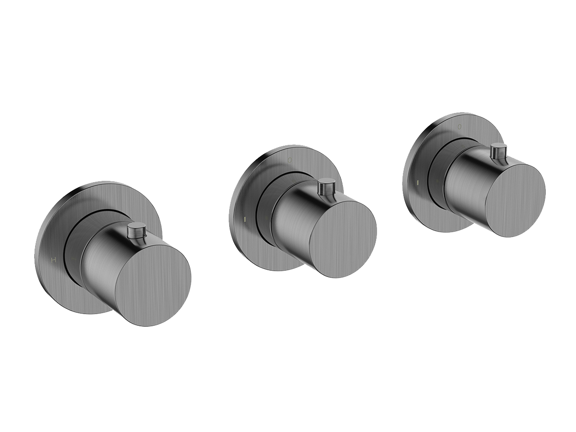 Productfoto Caral afbouwdeel thermostatische douchekraan met 2 stopkranen gunmetal PVD 292519