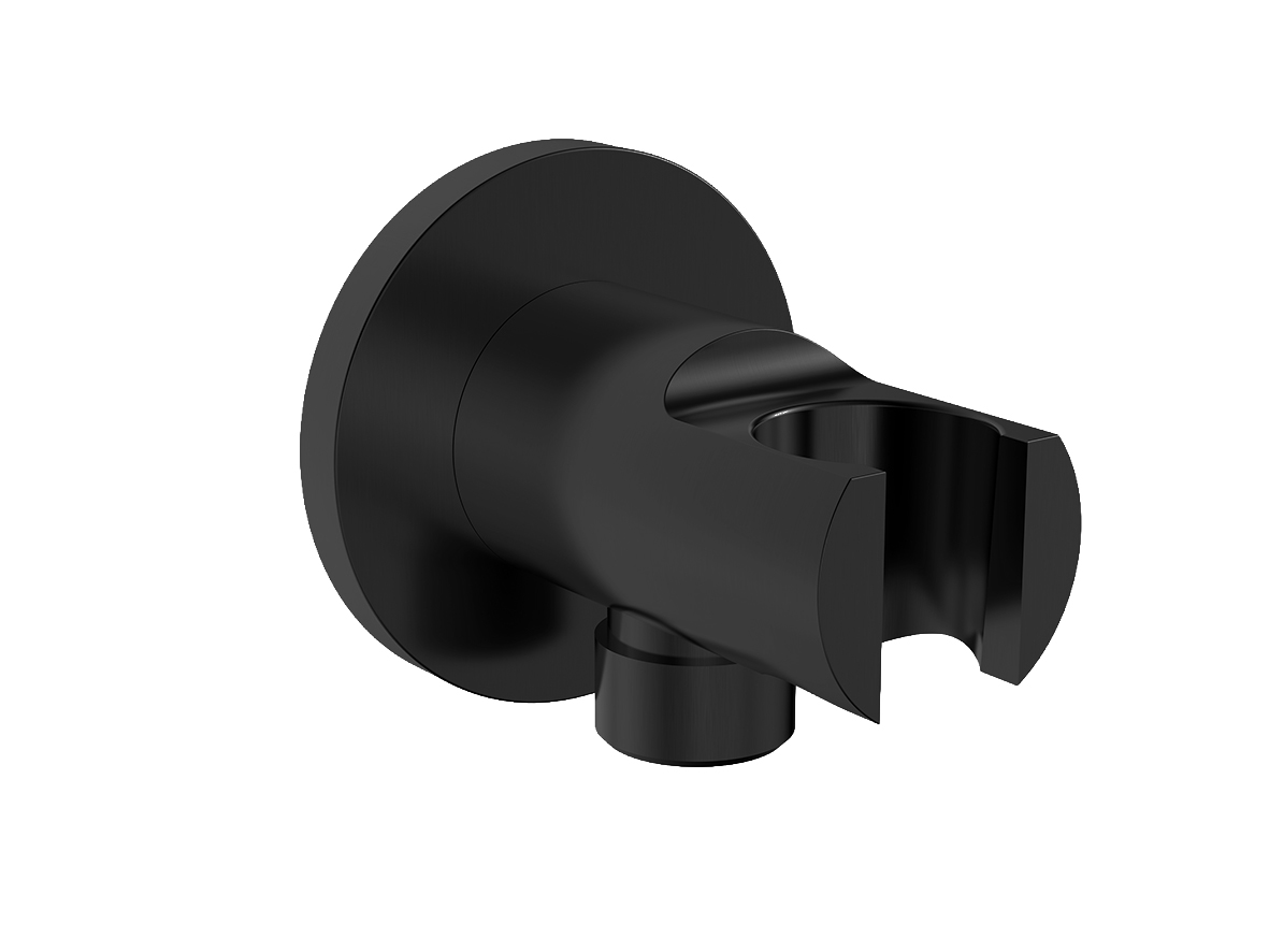 Productfoto UniMatch wandaansluitbocht met handdouchehouder rond 1/2" mat zwart 292800