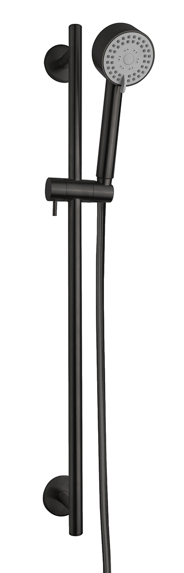 Productfoto UniMatch Cadans glijstangset compleet met handdouche 3 standen Ø 8 cm mat zwart 292914