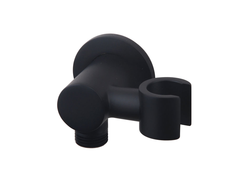 Productfoto UniMatch wandaansluitbocht met kantelbare handdouchehouder rond 1/2" mat zwart 292944