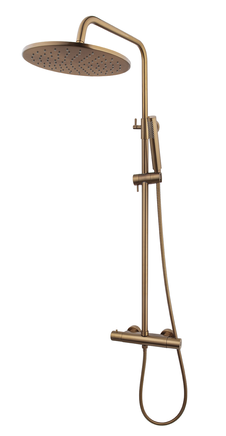 Productfoto Caral thermostatische regendoucheset opbouw geborsteld brons koper PVD 292959