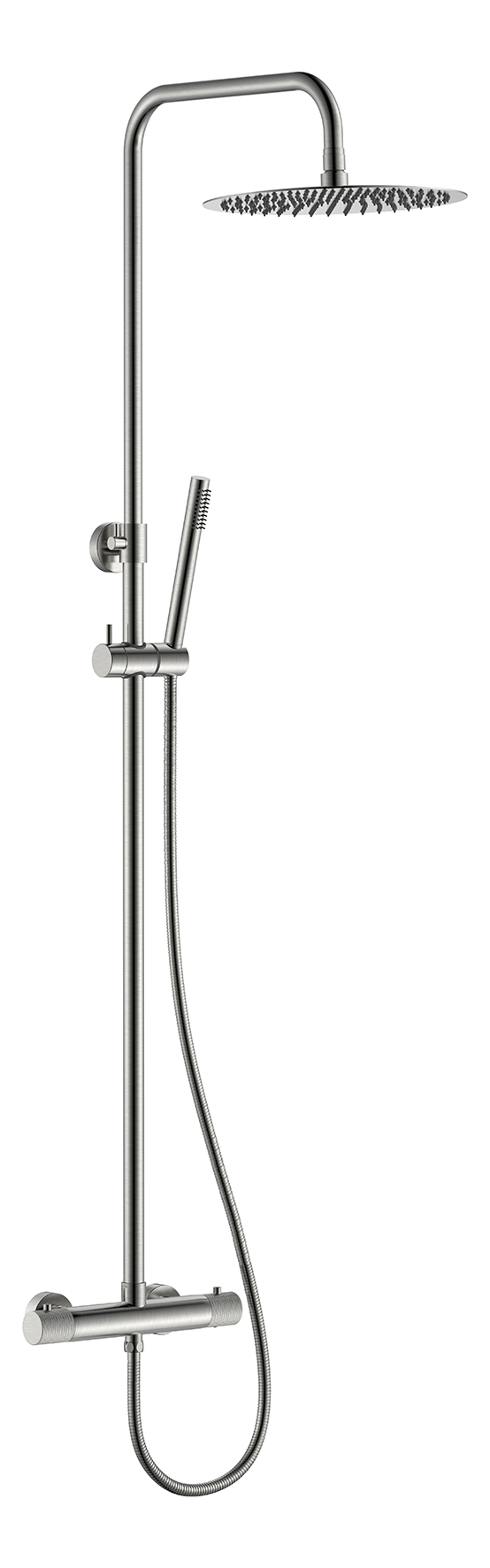 Productfoto Ribbd thermostatische regendoucheset opbouw geborsteld staal PVD 292967