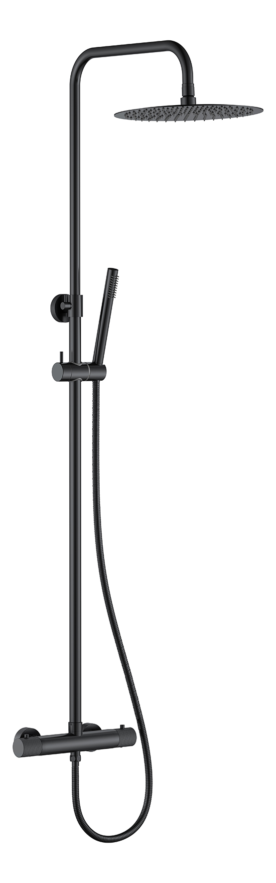 Productfoto Ribbd thermostatische regendoucheset opbouw mat zwart 292968