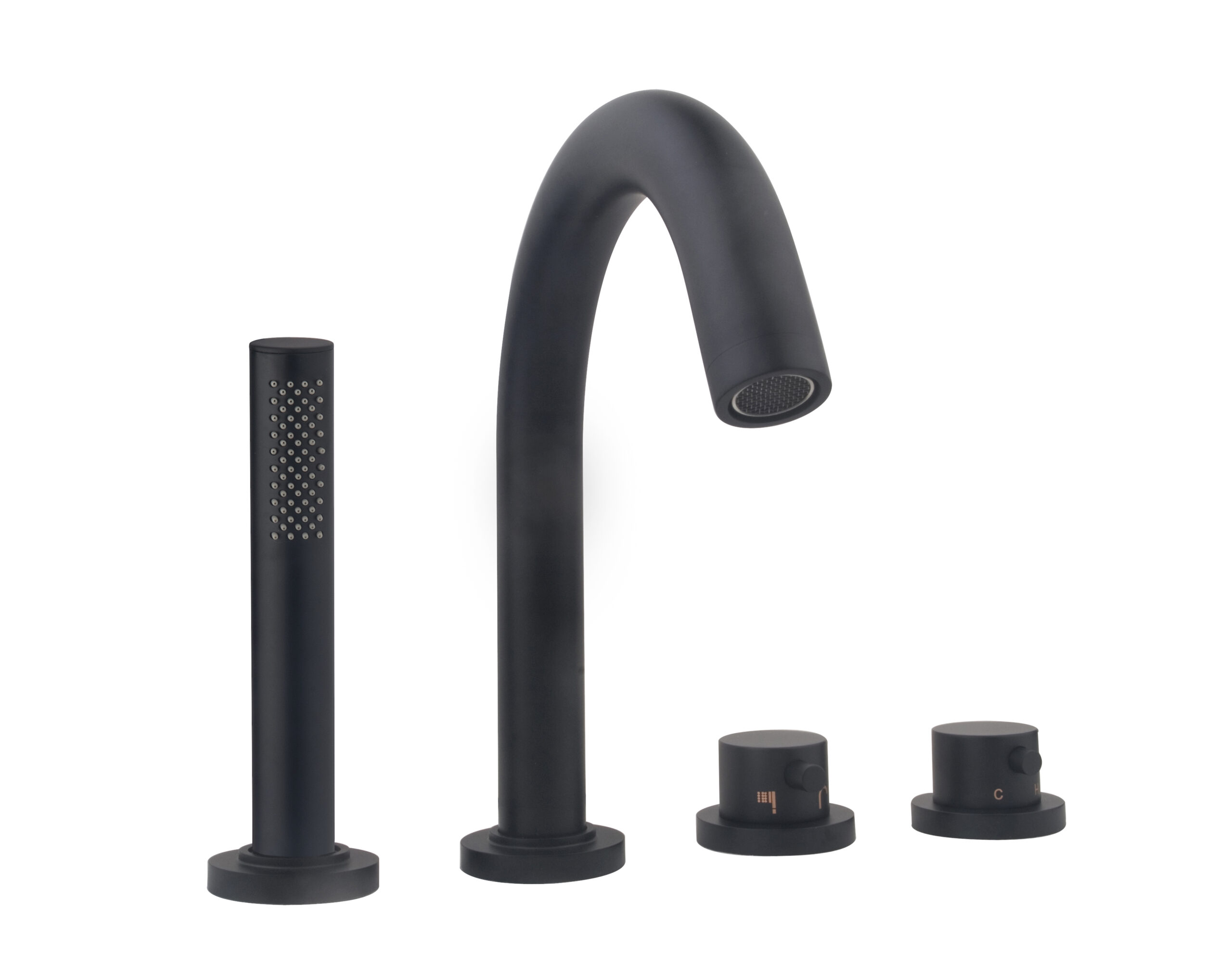 Productfoto Caral afbouwdeel badrandthermostaat 4-gats mat zwart 292999