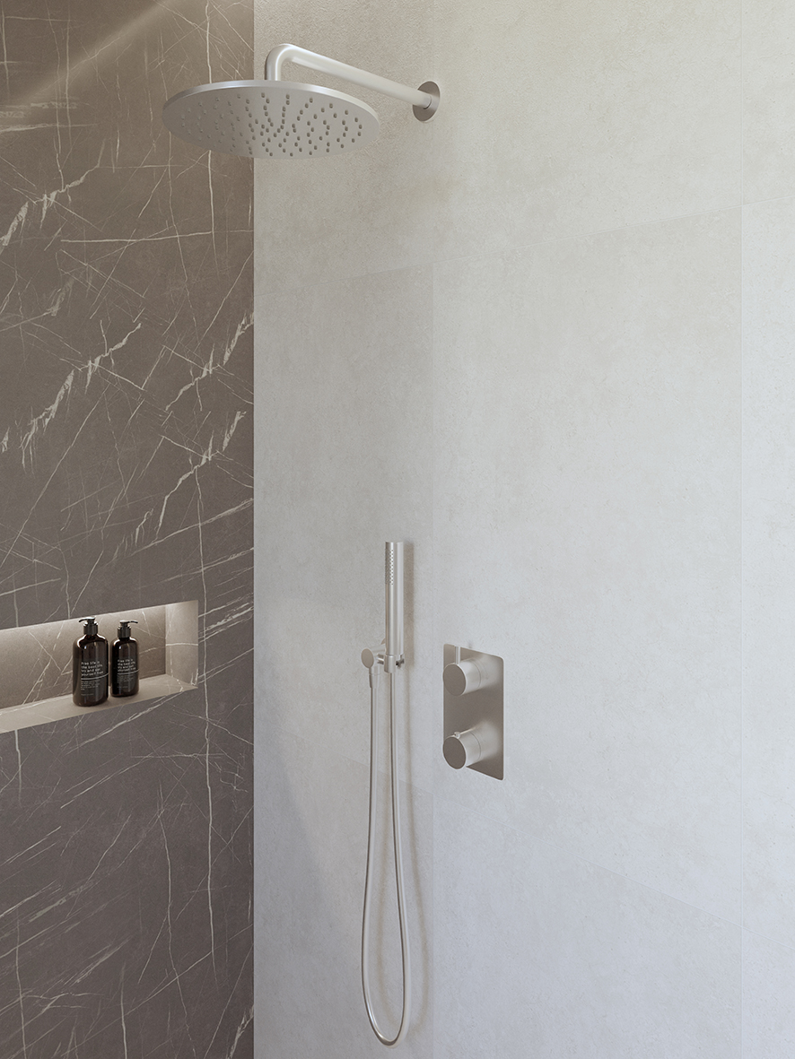 Productfoto Caral inbouwthermostaat compleet met hoofddouche 30 cm en staafhanddouche chroom 293045