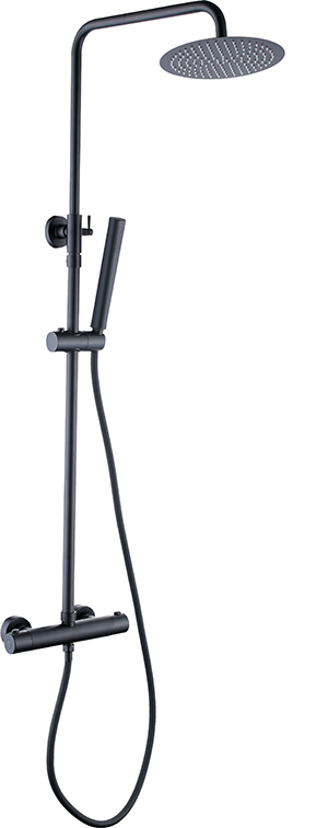 Productfoto Twenty eco thermostatische regendoucheset opbouw rond mat zwart 293822