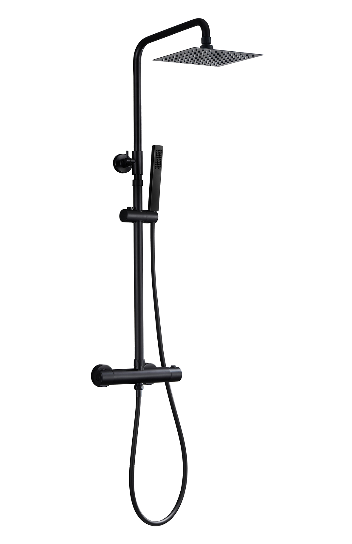 Productfoto Twenty eco thermostatische regendoucheset opbouw rond/vierkant mat zwart 293847