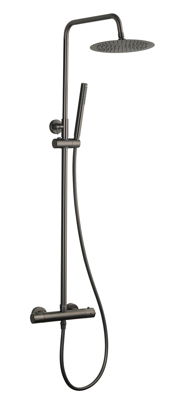 Productfoto Sen eco thermostatische regendoucheset opbouw gunmetal 293849