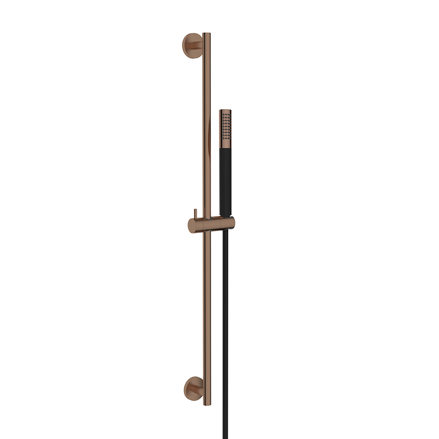 Productfoto UniMatch glijstangset compleet met staafhanddouche 1 stand geborsteld brons koper/mat zwart 293857