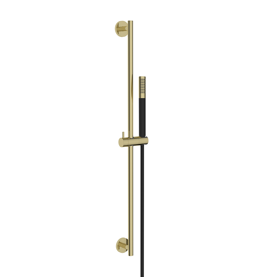Productfoto UniMatch glijstangset compleet met staafhanddouche 1 stand geborsteld messing/mat zwart 293879