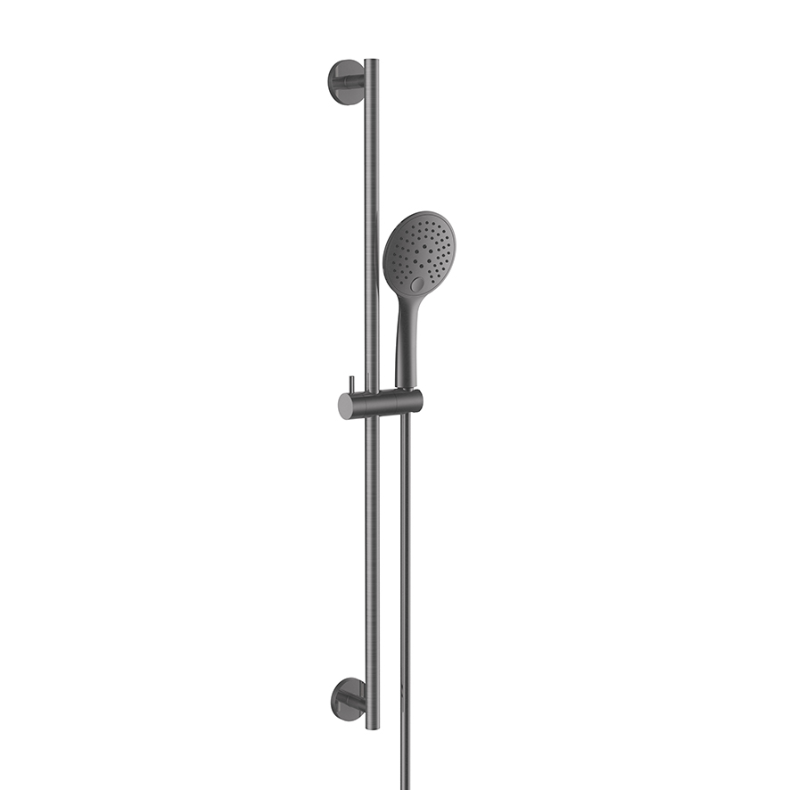 Productfoto UniMatch glijstangset compleet met handdouche 3 standen Ø 12 cm gunmetal 293887