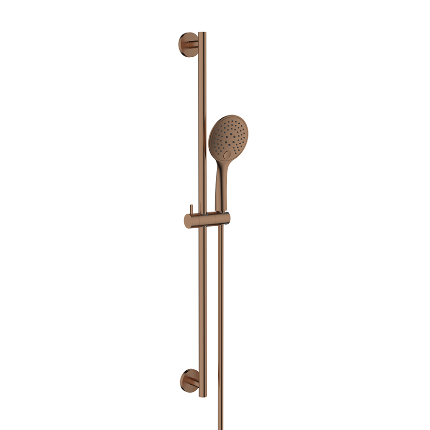 Productfoto Unimatch glijstangset compleet met handdouche 3 standen Ø 12 cm geborsteld brons koper 293888