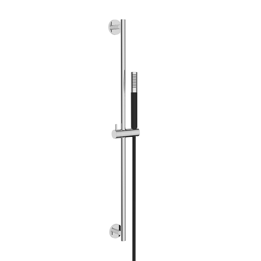 Productfoto UniMatch glijstangset compleet met staafhanddouche 1 stand chroom/mat zwart 293898