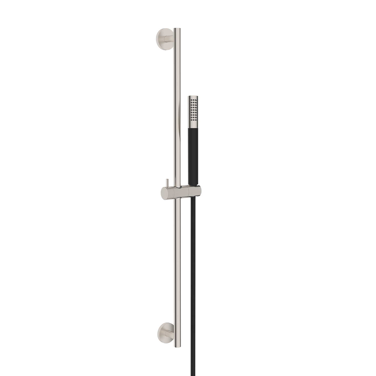 Productfoto UniMatch glijstangset compleet met staafhanddouche 1 stand geborsteld staal/mat zwart 293899