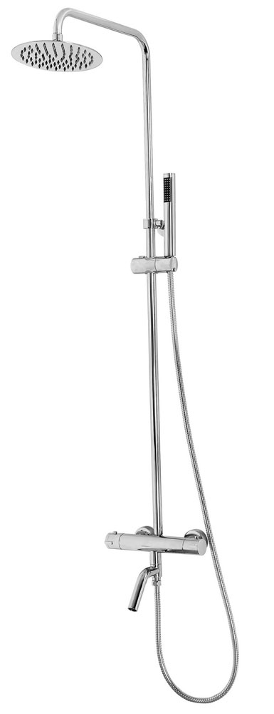 Productfoto Caralda Eco thermostatische badmengkraan met regendoucheset opbouw chroom 293958