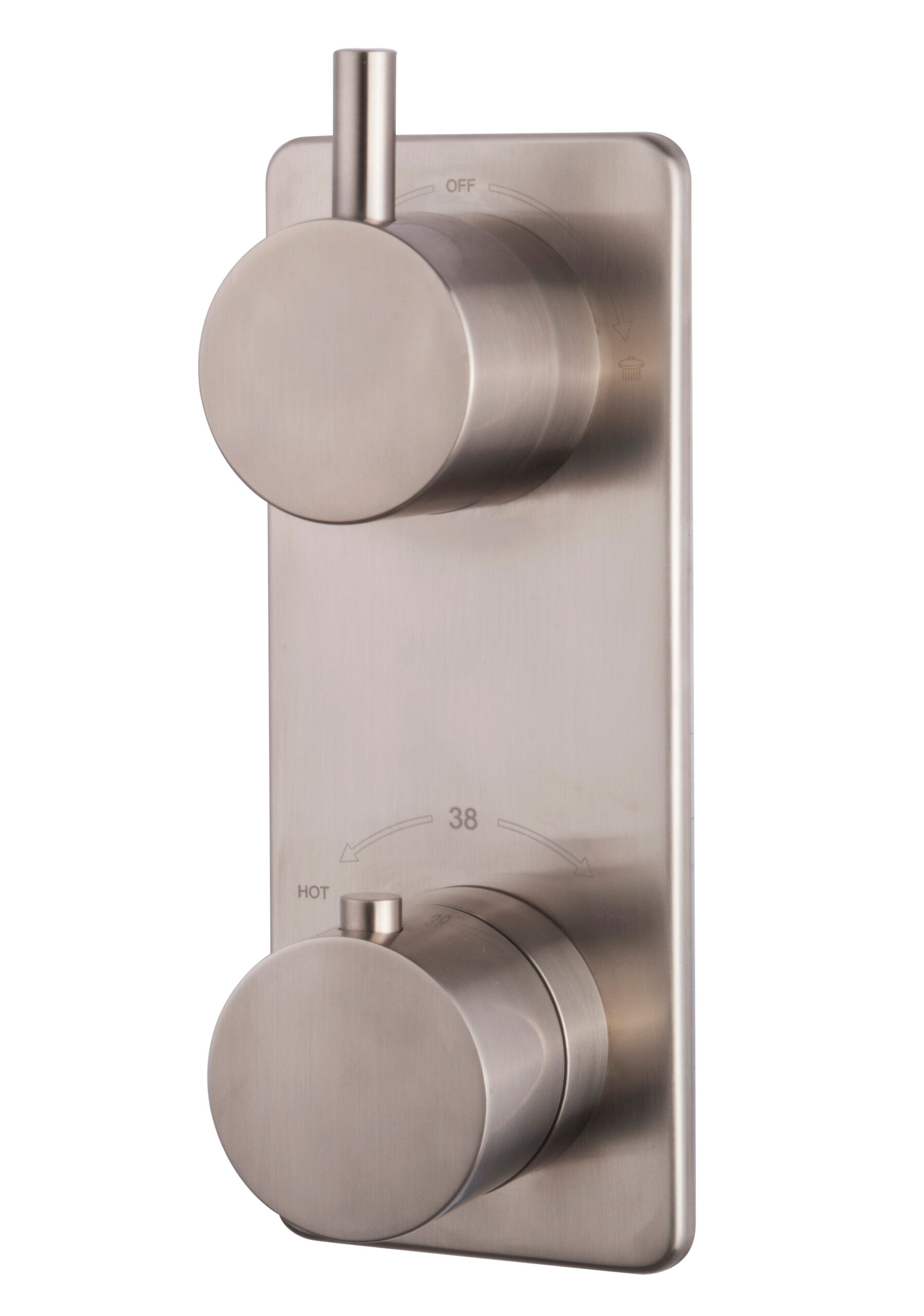 Productfoto Rivaro inbouwthermostaat 2 weg geborsteld staal PVD 293964