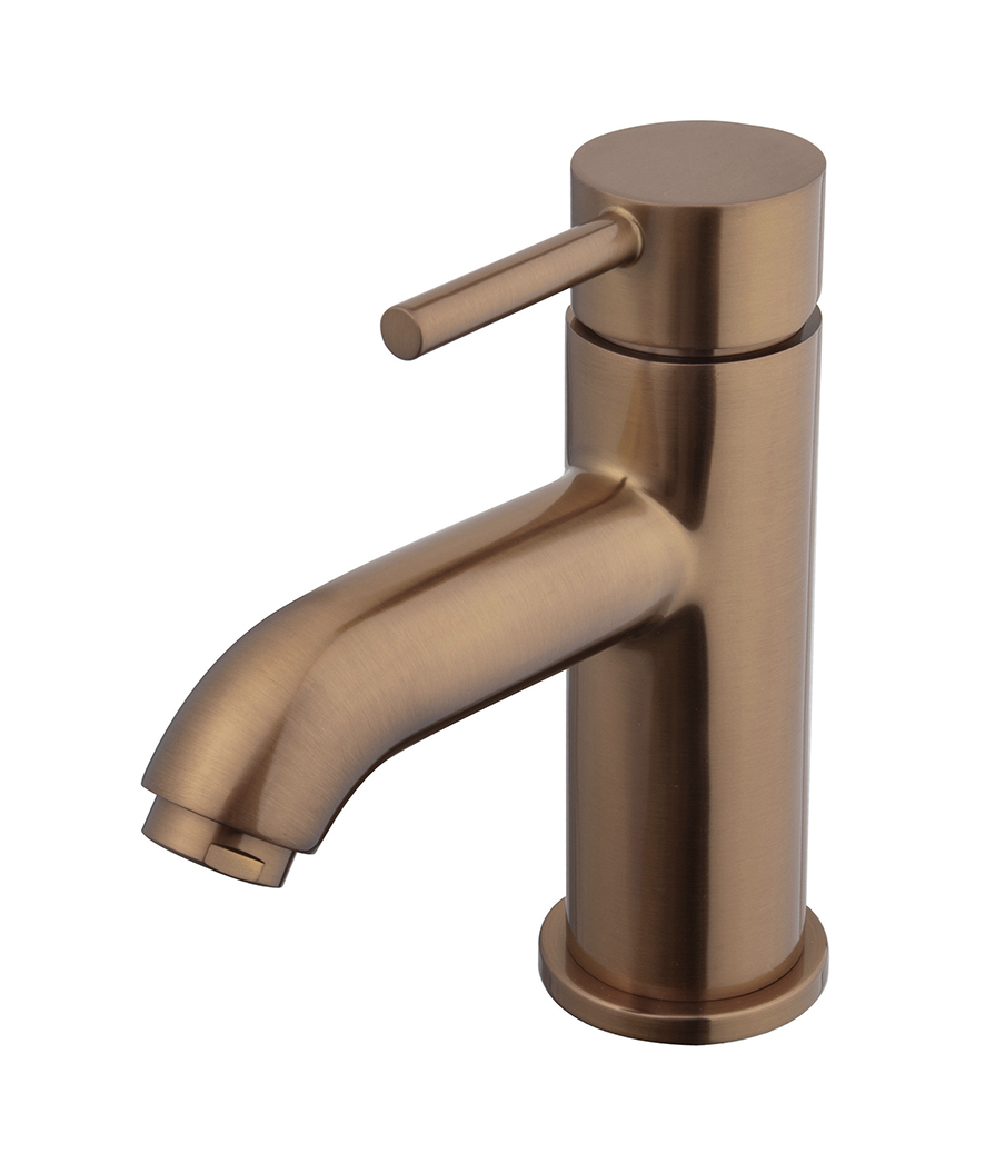 Productfoto Caral Cadans wastafelkraan laag geborsteld brons koper PVD 294124