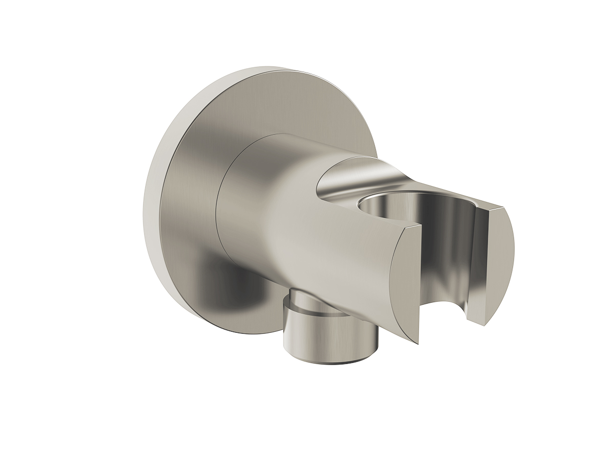 Productfoto UniMatch wandaansluitbocht met handdouchehouder rond 1/2" geborsteld staal PVD 294800