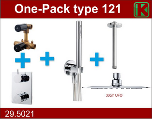 Productfoto one-pack inbouwthermostaatset type 121 CHR (30cm ufo) 295021