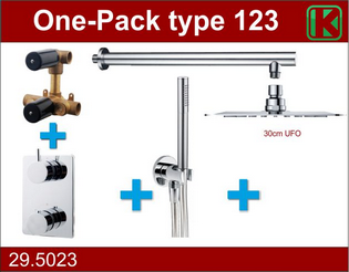 Productfoto one-pack inbouwthermostaatset type 123 CHR (30cm ufo) 295023
