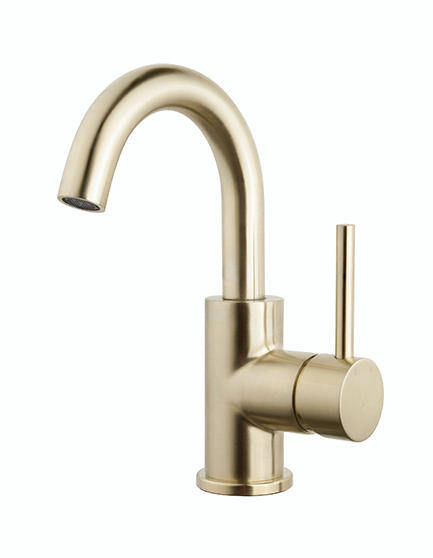 Productfoto Caral wastafelkraan met draaibare uitloop geborsteld messing PVD 295114