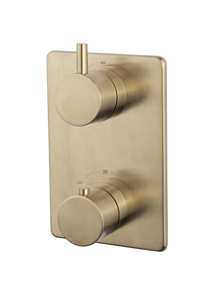 Productfoto Caral afbouwdeel inbouwthermostaat 2 weg geborsteld messing PVD 295510