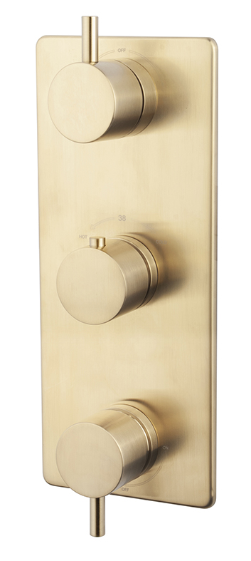 Productfoto Caral afbouwdeel inbouwthermostaat 3 weg geborsteld messing PVD 295511