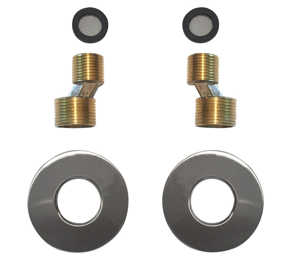 Productfoto Rio set s-koppelingen met rozet voor kraan 15 cm 1/2" x 3/4" geborsteld staal 296124