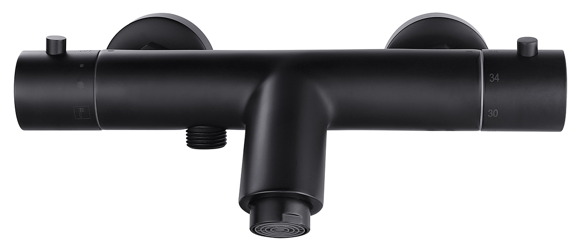 Productfoto Rio thermostatische badmengkraan 15 cm mat zwart 296129