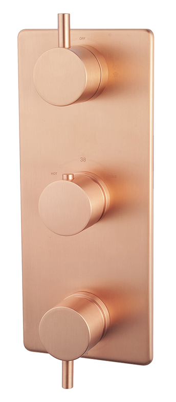 Productfoto Caral afbouwdeel inbouwthermostaat 3 weg geborsteld koper 296511